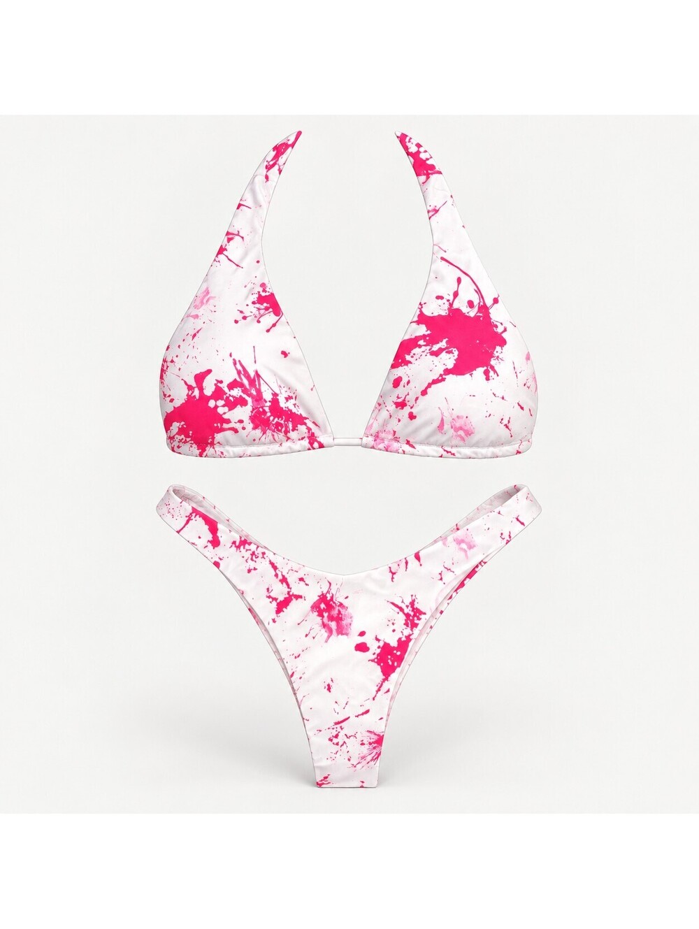 NWT CUPSHE White Hot Pink 3 Piece Bikini Reversible Cover Up Size Small